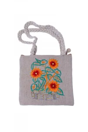 Kay Kraft Hand-painted Jute Tote Bag