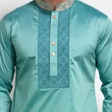 Dorjibari Men's Fitted Panjabi - Sky Blue