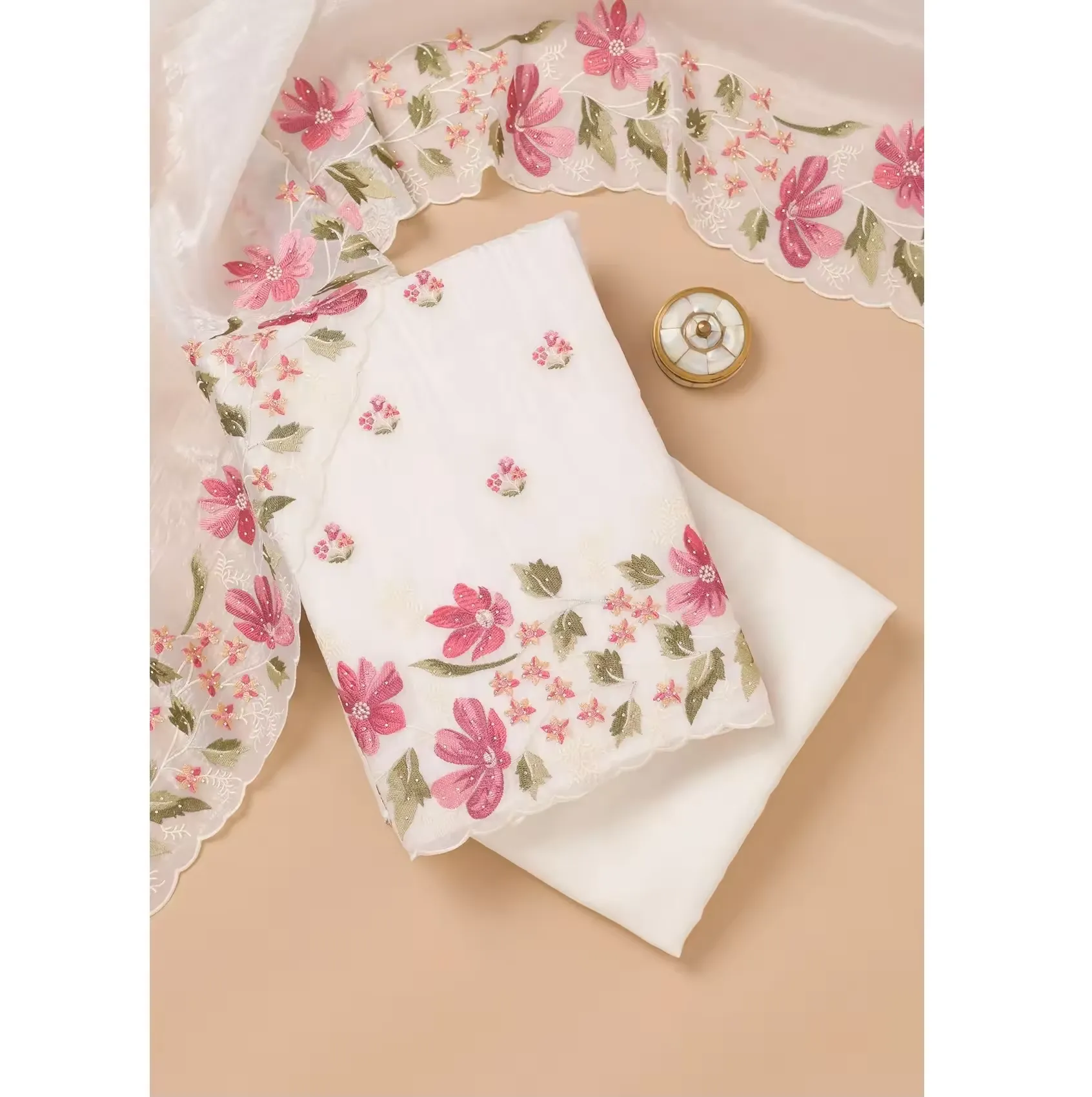 Ecstasy Women's Three-Piece Unstitched Set - Floral Print